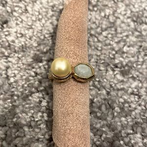 Anthropologie Faceted Stone/Pearl Ring